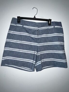 Ann Taylor Loft Riviera Collection Striped Blue 100% Cotton WMNS Shorts Size 10